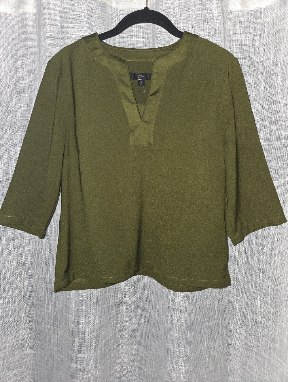 Jcrew Olive Green Relaxed V-Neck Tunic Top